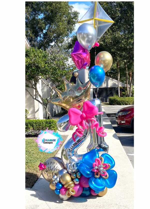 Crown Birthday Balloon Bouquet - Image 2