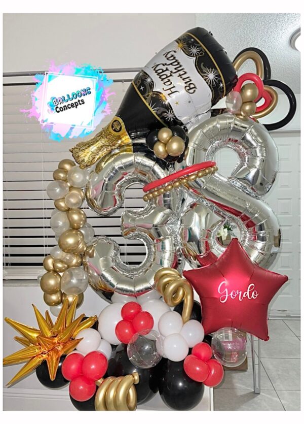 Champagne Birthday Balloon Bouquet - Image 2